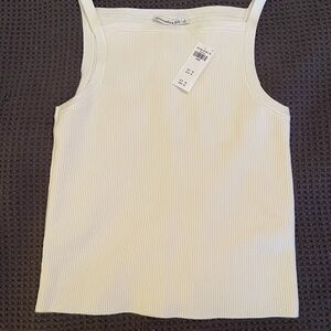 Abercrombie & Fitch Ribbed Cream Tank Top